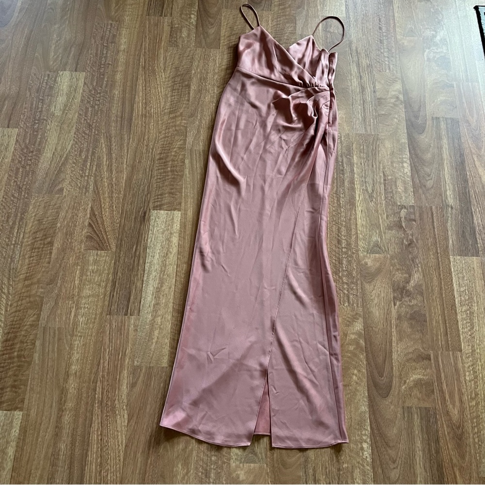 BHLDN Freya Satin Charmeuse Maxi Dress US Sz 10 Dusty Rose Mauve Pink Bridal - Picture 10 of 16